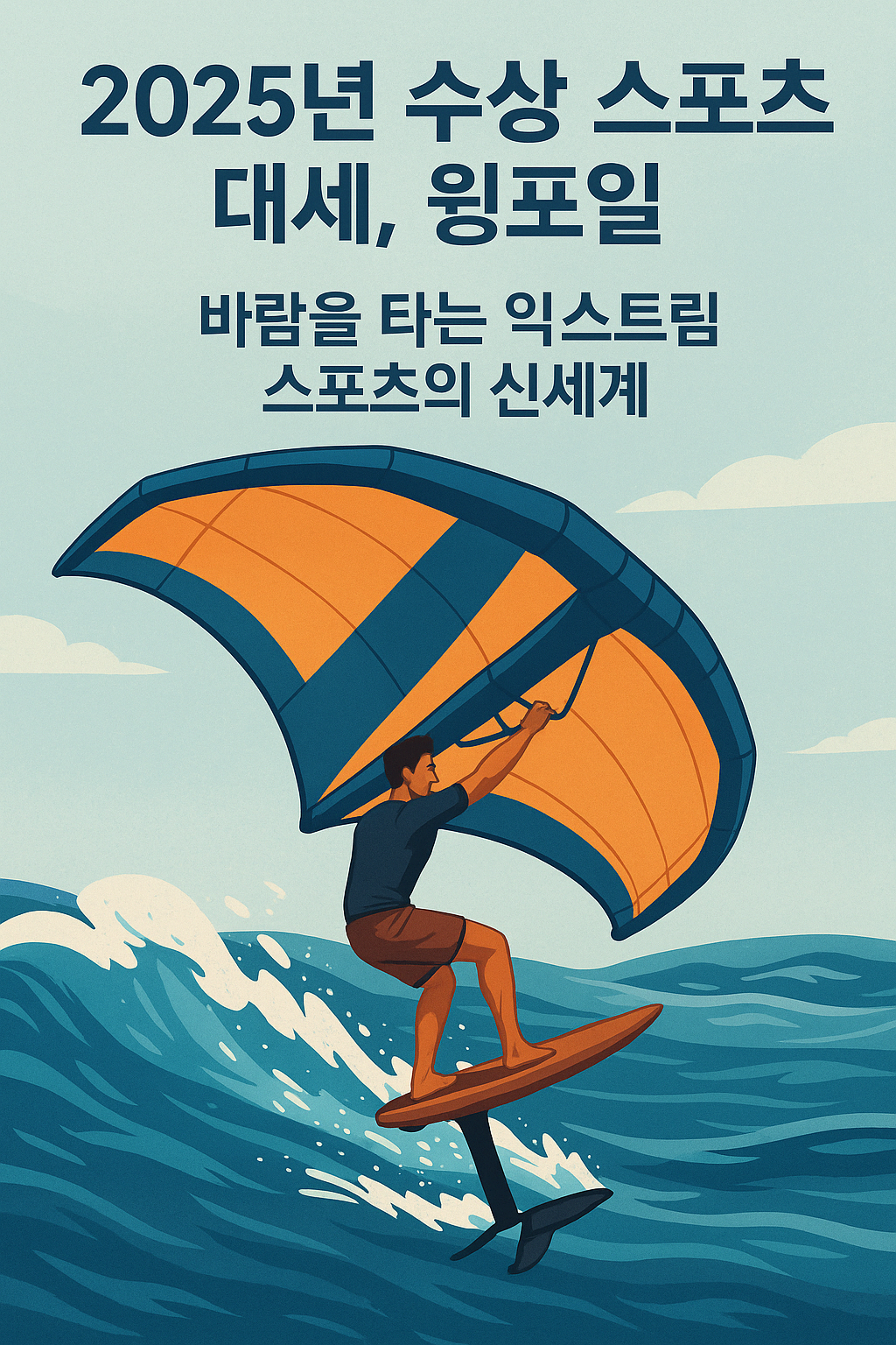 2025년 수상 스포츠 트렌드, 바다 위에서 윙포일링을 즐기는 사람의 모습