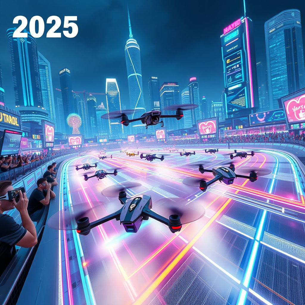 2025년 드론 레이싱1 드론 레이싱 트랙에서 질주하는 FPV 드론