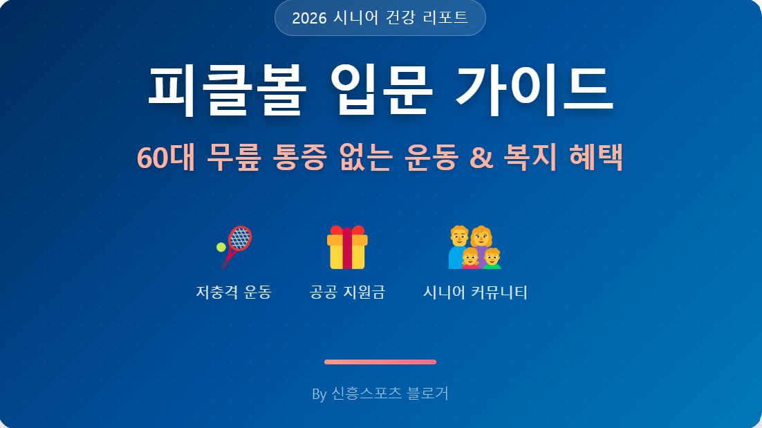 60대 무릎 통증 없는 피클볼 입문 가이드 및 시니어 복지 혜택 안내